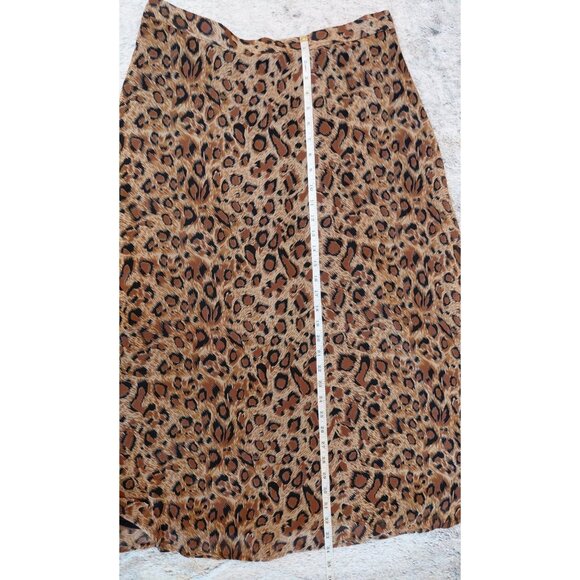 Vintage Kellwood Company Animal Print Chiffon Skirt Sz 14 Brown Tan - Picture 8 of 8